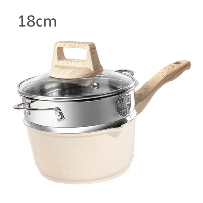 Non-Stick Frying Pan Maifan Stone Kitchen Soup Pot Milk Pan With Wooden Handle Pot Cookware Set Cooking Utensils For Kitchen