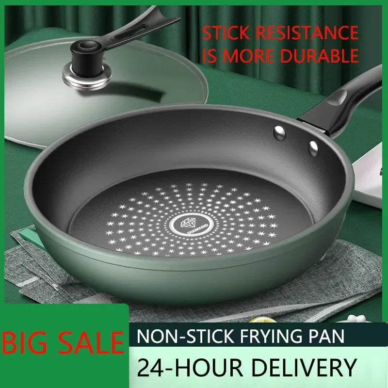 Non-Stick Pan Panelas antiaderentes Kitchen Pan Fogão a gás panela universal Non-Stick Pan With Lid No Oily Fume Frying Pan