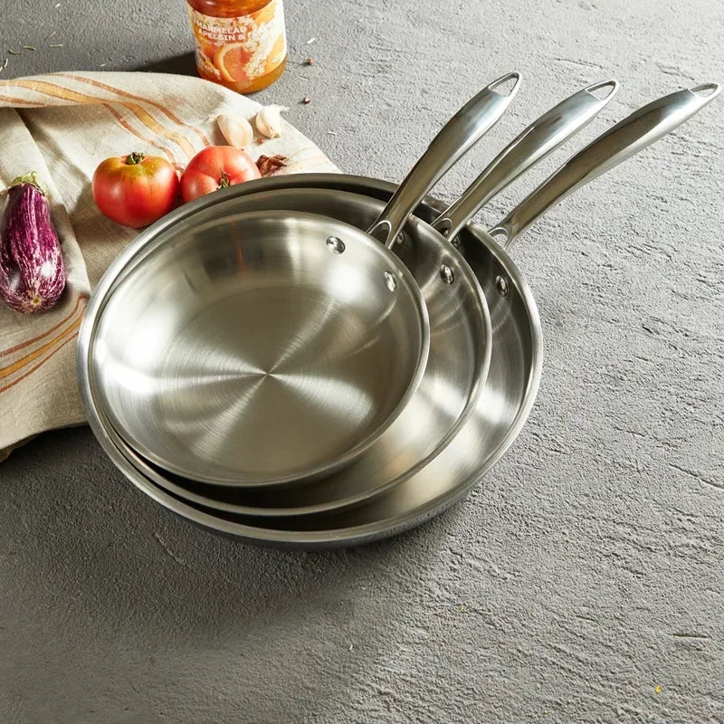 Non-stick Frying Pan Cooking Pot Fried Steak 304 Stainless Steel Pan Skillet Egg Gas Stove Cooker Oven Safe Kitchen Accessories