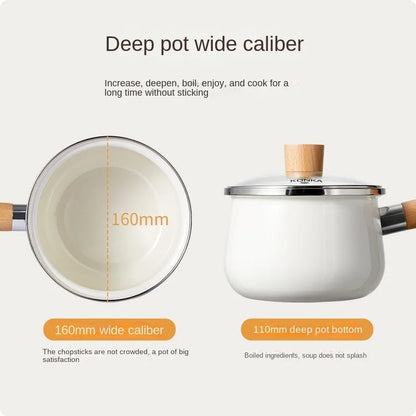 Non-stick milk pot ceramic baby complementary food pot baby enamel small milk pot gas stove induction cooker general
