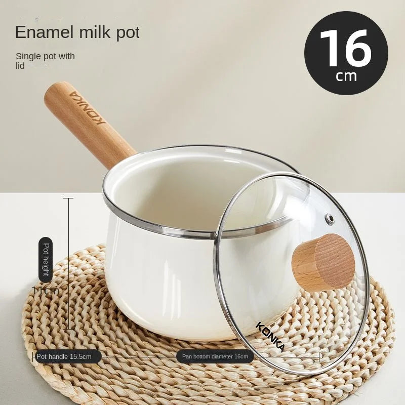 Non-stick milk pot ceramic baby complementary food pot baby enamel small milk pot gas stove induction cooker general