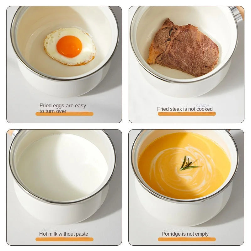Non-stick milk pot ceramic baby complementary food pot baby enamel small milk pot gas stove induction cooker general