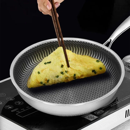 Nonstick Frying Pan, No-Coating Stainless Steel Cooking Pots for Kitchen, 28CM 30CM Wok Pans with Lid, Skillet Saucepan Cookware