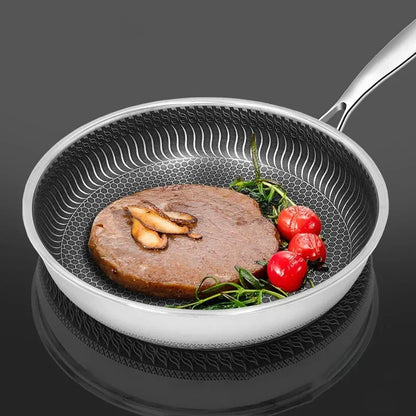 Nonstick Frying Pan, No-Coating Stainless Steel Cooking Pots for Kitchen, 28CM 30CM Wok Pans with Lid, Skillet Saucepan Cookware