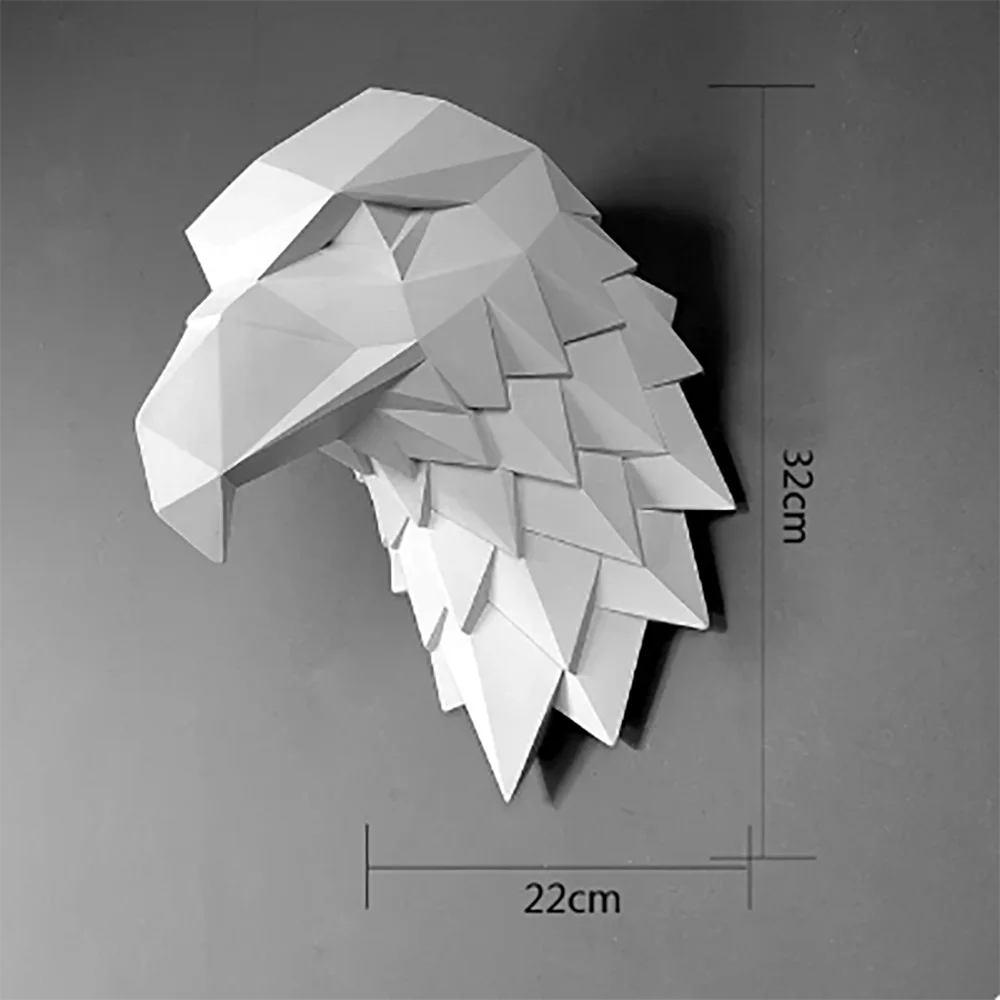Nordic 3D Geometric Eagle Head Decoration Wall Hanging Creative Living Room Background Wall Animal Pendant Aesthetic Wall