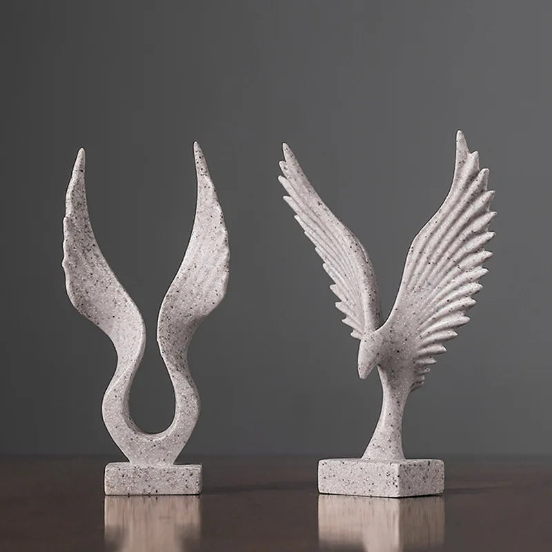 Nordic Abstract Resin Art Wings Figurine for Interior Aesthetic Home Decor Sculpture Living Room Ornaments Desk