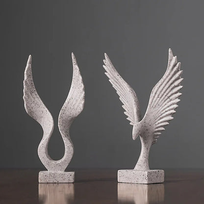 Nordic Abstract Resin Art Wings Figurine for Interior Aesthetic Home Decor Sculpture Living Room Ornaments Desk