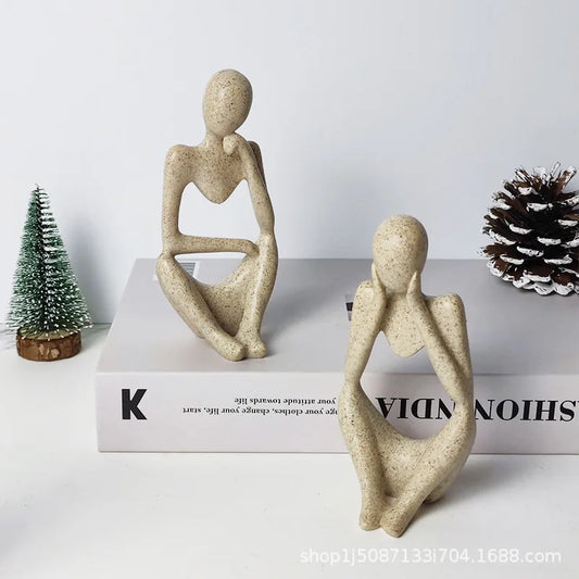 Nordic Abstract Thinker Statue Resin Figurine Office Home Decoration Desktop Decor Handmade Crafts Sculpture Modern Art