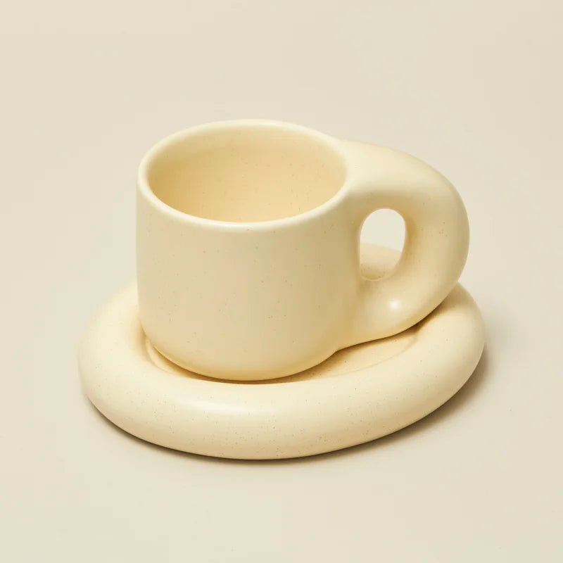 Nordic Ceramic Mug with Saucer Coffee Cup Drinking Cups and Saucers Home Office Tea Cup Coffee Cups Korean Mug Ceramic Plate