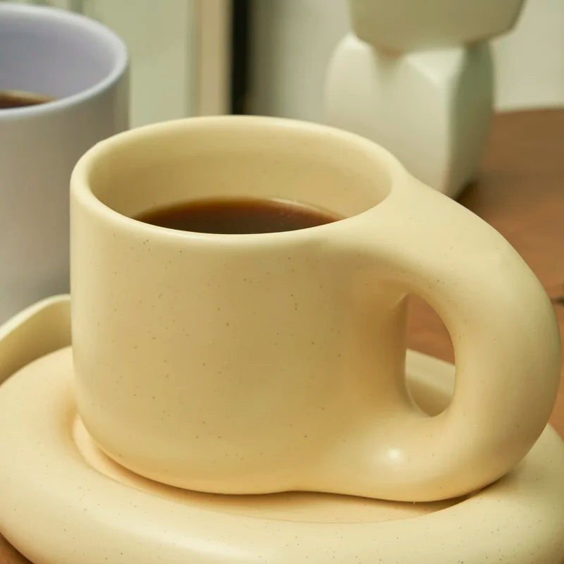 Nordic Ceramic Mug with Saucer Coffee Cup Drinking Cups and Saucers Home Office Tea Cup Coffee Cups Korean Mug Ceramic Plate