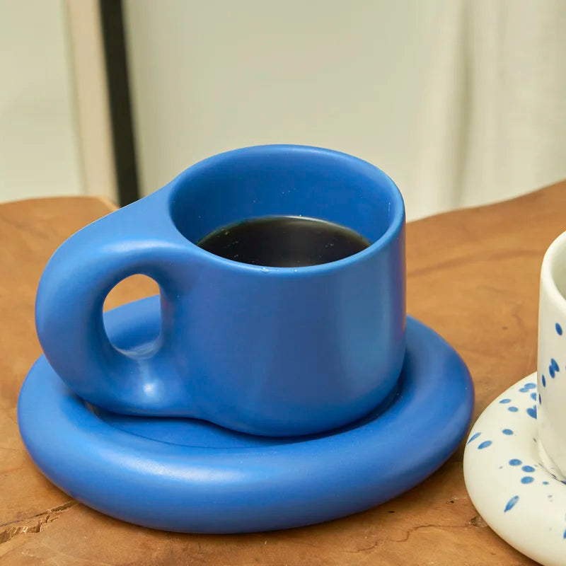 Nordic Ceramic Mug with Saucer Coffee Cup Drinking Cups and Saucers Home Office Tea Cup Coffee Cups Korean Mug Ceramic Plate