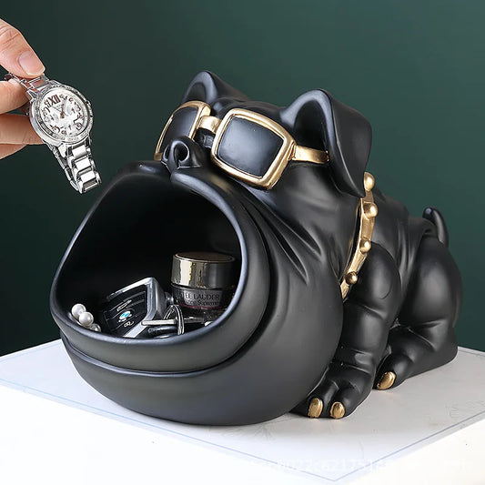 Nordic Cool Dog Statue French Bulldog Sculpture Piggy Bank Dog Figurine Big Mouth Storage Box Home Decoration Accessories Gift