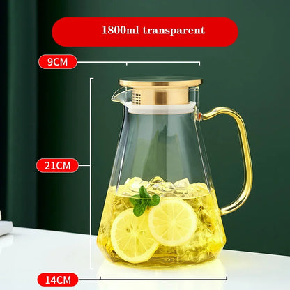 Nordic Diamond Noodle Cold Water Teapot Thickened transparent amber glass Home scented tea, juice tea set supplies Can be heated