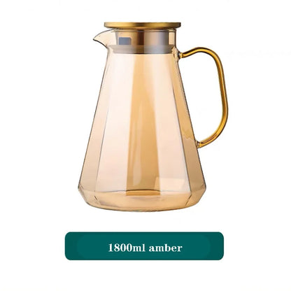 Nordic Diamond Noodle Cold Water Teapot Thickened transparent amber glass Home scented tea, juice tea set supplies Can be heated