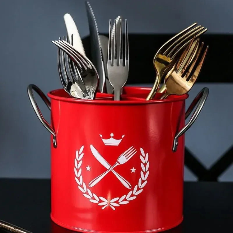 Nordic Drain Rack Chopsticks Cage Storage Box Galvanized Iron Household Knife and Fork Spoon Kitchen Storage Bucket Maison
