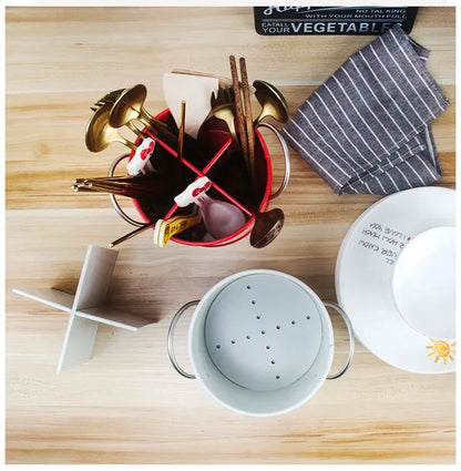 Nordic Drain Rack Chopsticks Cage Storage Box Galvanized Iron Household Knife and Fork Spoon Kitchen Storage Bucket Maison