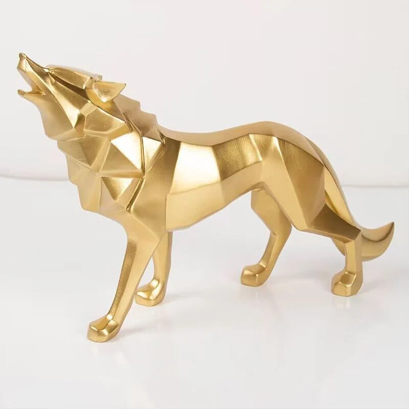 Nordic Geometric Wolf Decorative Statue Resin art Sculpture  Home Animal figurines Room Office accessories Free delivery