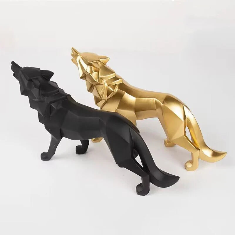 Nordic Geometric Wolf Decorative Statue Resin art Sculpture  Home Animal figurines Room Office accessories Free delivery