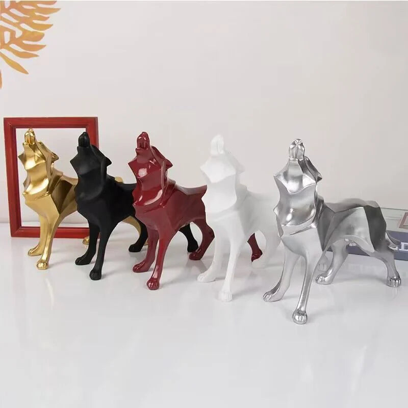 Nordic Geometric Wolf Decorative Statue Resin art Sculpture  Home Animal figurines Room Office accessories Free delivery