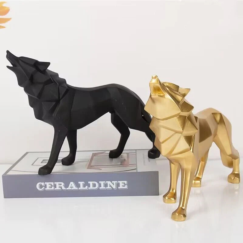 Nordic Geometric Wolf Decorative Statue Resin art Sculpture  Home Animal figurines Room Office accessories Free delivery
