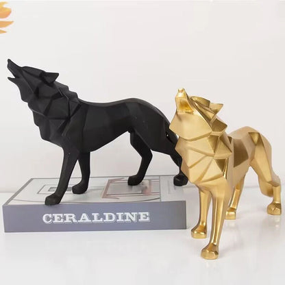 Nordic Geometric Wolf Decorative Statue Resin art Sculpture  Home Animal figurines Room Office accessories Free delivery