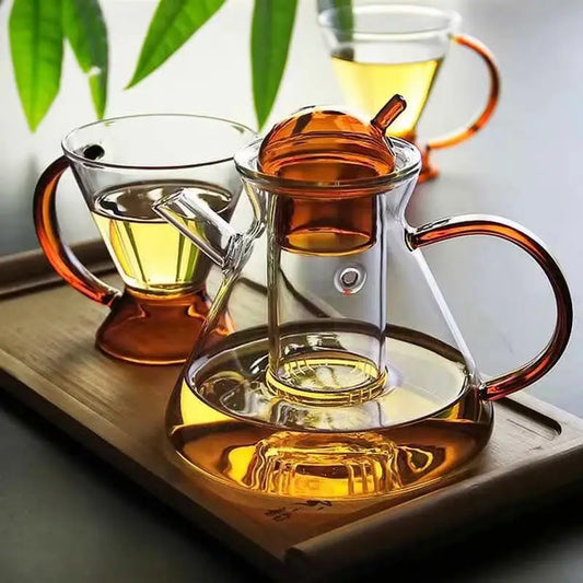 Nordic Heat-resistant Glass Teapot Flower Tea Pot With Filter Coffee Milk Cup Kung Fu Tea Kettle Creative Office Set Home Tool