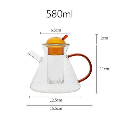 Nordic Heat-resistant Glass Teapot Flower Tea Pot With Filter Coffee Milk Cup Kung Fu Tea Kettle Creative Office Set Home Tool