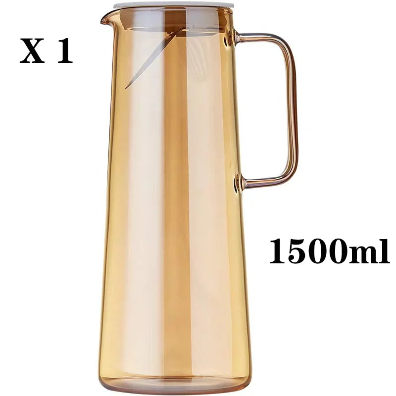 Nordic Heat-resistant  Glass cold  water Kettle Amber color tea set, juice pot Large Capacity home, hotel coffee pot 1500ML