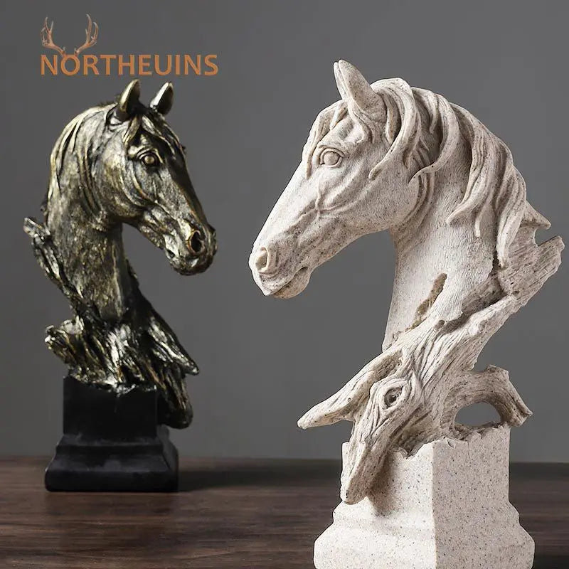 Nordic Light Luxury Horsehead Resin Decoration Modern Home Furnishing Hotel Villa Exhibition Hall Entrance Animal Soft Decor