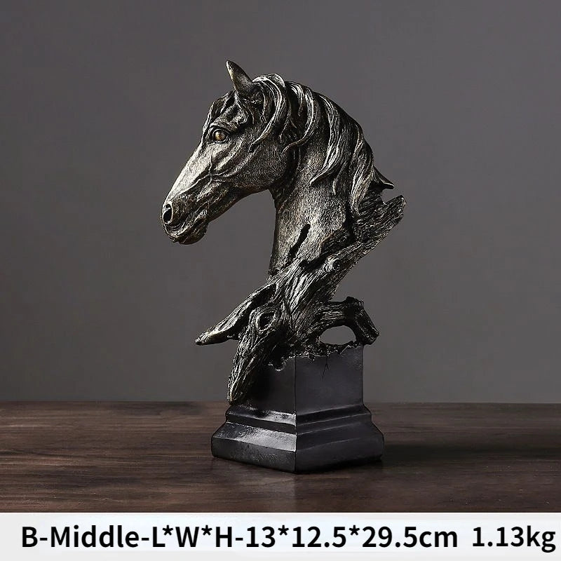 Nordic Light Luxury Horsehead Resin Decoration Modern Home Furnishing Hotel Villa Exhibition Hall Entrance Animal Soft Decor