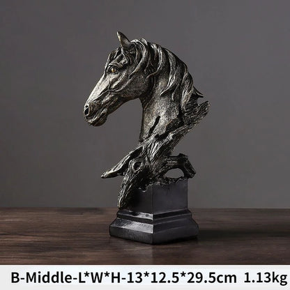 Nordic Light Luxury Horsehead Resin Decoration Modern Home Furnishing Hotel Villa Exhibition Hall Entrance Animal Soft Decor