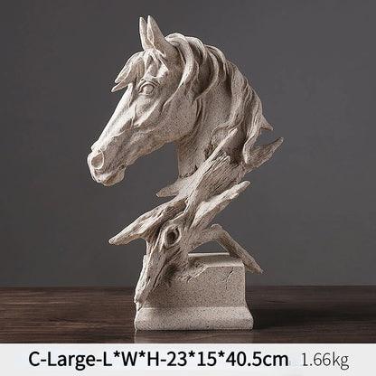 Nordic Light Luxury Horsehead Resin Decoration Modern Home Furnishing Hotel Villa Exhibition Hall Entrance Animal Soft Decor