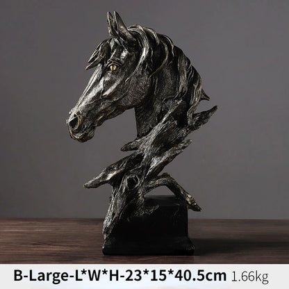 Nordic Light Luxury Horsehead Resin Decoration Modern Home Furnishing Hotel Villa Exhibition Hall Entrance Animal Soft Decor