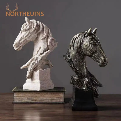 Nordic Light Luxury Horsehead Resin Decoration Modern Home Furnishing Hotel Villa Exhibition Hall Entrance Animal Soft Decor