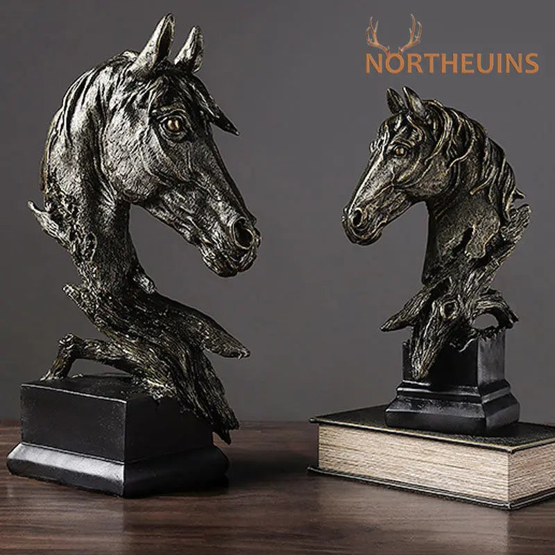 Nordic Light Luxury Horsehead Resin Decoration Modern Home Furnishing Hotel Villa Exhibition Hall Entrance Animal Soft Decor
