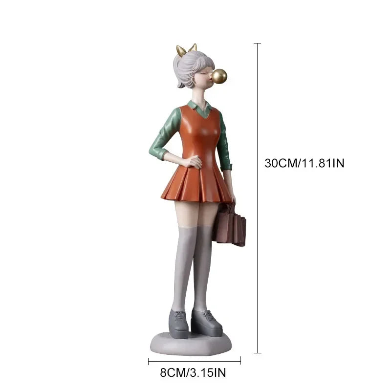 Nordic Light Luxury Resin Modern Bubble Girl Sculpture Ornament Home Living Room Office Desktop Statue Crafts Valentine Day Gift