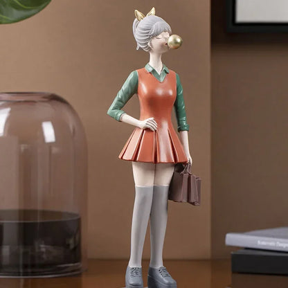 Nordic Light Luxury Resin Modern Bubble Girl Sculpture Ornament Home Living Room Office Desktop Statue Crafts Valentine Day Gift