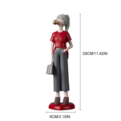 Nordic Light Luxury Resin Modern Bubble Girl Sculpture Ornament Home Living Room Office Desktop Statue Crafts Valentine Day Gift