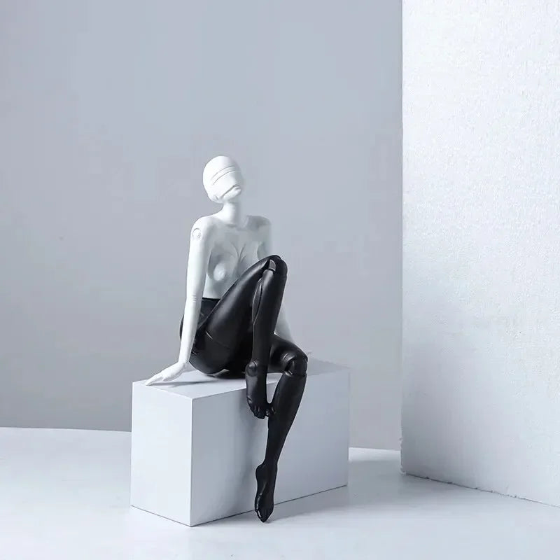 Nordic Resin Abstract Fashion Girls Sculpture Ornaments Miniature Angel Statues Home Decoration Accessories for Girlfriend Gifts