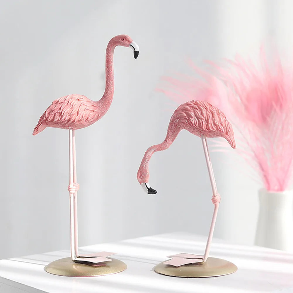 Nordic Style Flamingo Figurine  Fairy Garden Livingroom Office Wedding Party Ornament Home Decoration Accessories