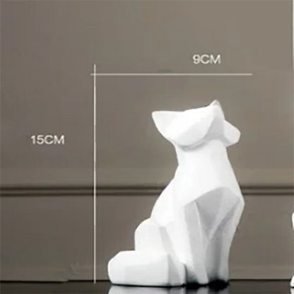 Nordic Style Simple White Abstract Geometric Fox Sculpture Ornaments Modern Home Decorations