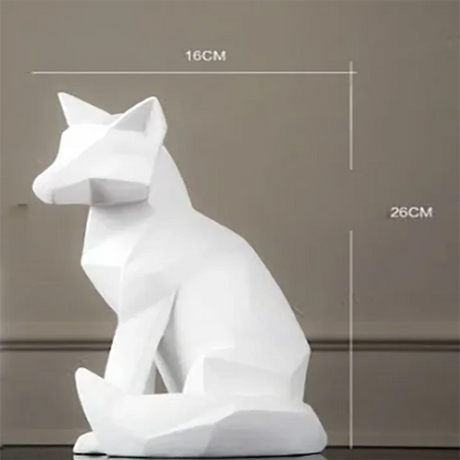 Nordic Style Simple White Abstract Geometric Fox Sculpture Ornaments Modern Home Decorations