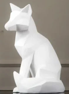 Nordic Style Simple White Abstract Geometric Fox Sculpture Ornaments Modern Home Decorations