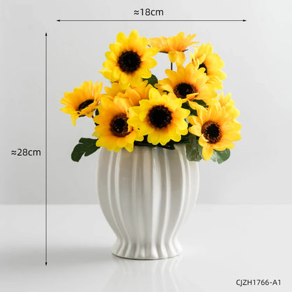 Nordic White Ceramic Vase modern Decoration round vases Home Decor Fairy Garden Dried Flowers Pot living room interior design