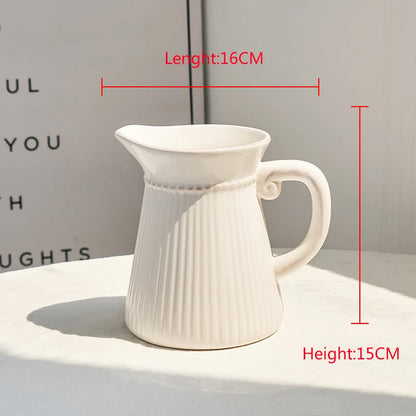 Nordic White Ceramic Vase modern Decoration round vases Home Decor Fairy Garden Dried Flowers Pot living room interior design