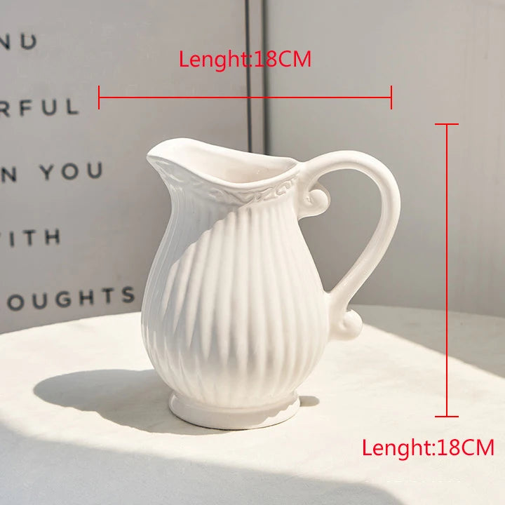 Nordic White Ceramic Vase modern Decoration round vases Home Decor Fairy Garden Dried Flowers Pot living room interior design