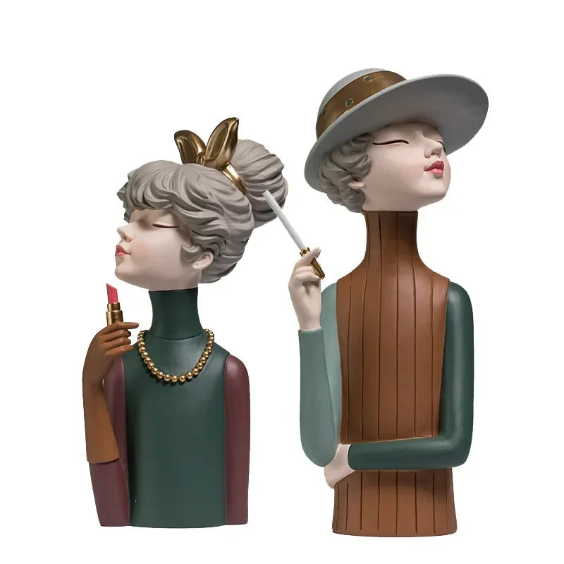 Nordic ins Girls Ornament Resin People Statue Room Decoration Living Room Decor Cute Craft Gifts Sculpture Modern Decoration