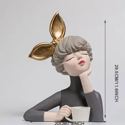 Nordic ins Girls Ornament Resin People Statue Room Decoration Living Room Decor Cute Craft Gifts Sculpture Modern Decoration