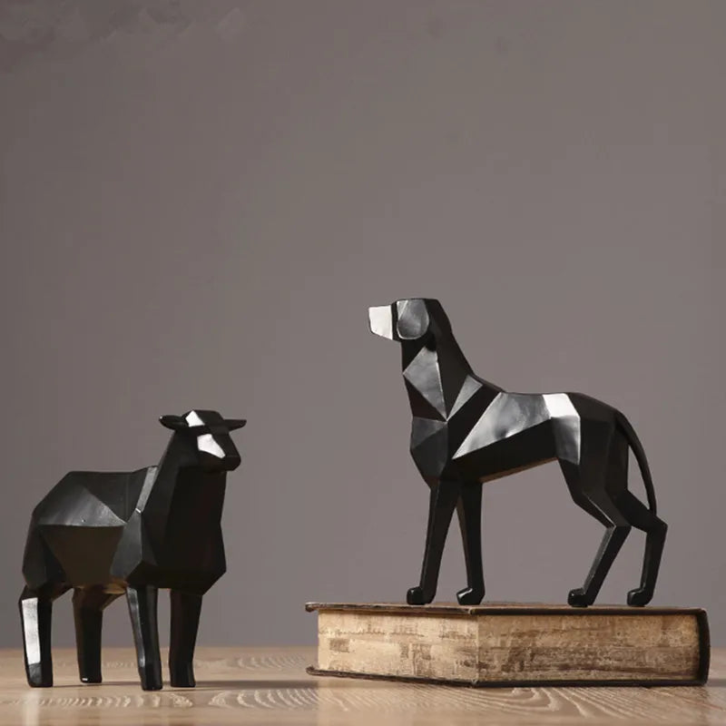 Nordic style presents  modern Abstract  simple home decoration resin crafts diamond shaped geometric sheep animal model gifts