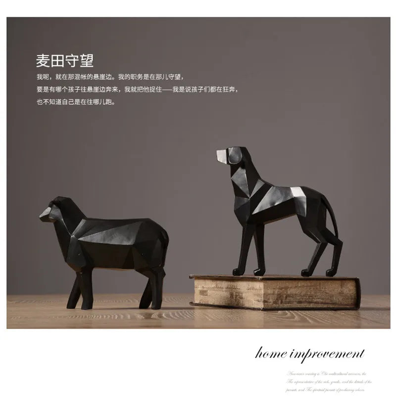 Nordic style presents  modern Abstract  simple home decoration resin crafts diamond shaped geometric sheep animal model gifts